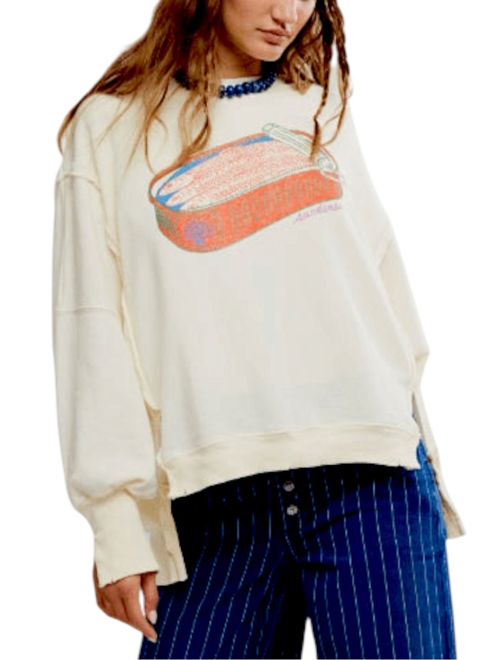 NWT Free People x  We The Free Graphic Camden Sweatshirt (Sardines)